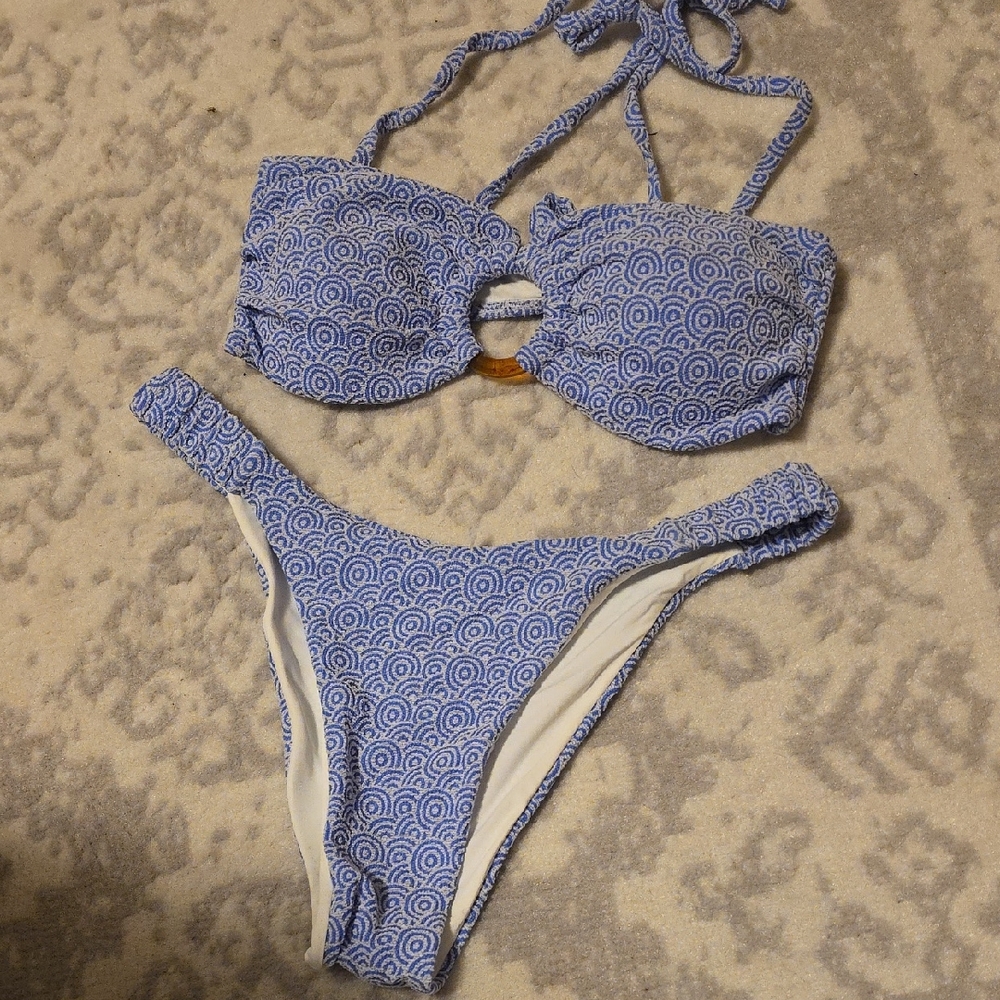 Blue Patterned Bikini Set